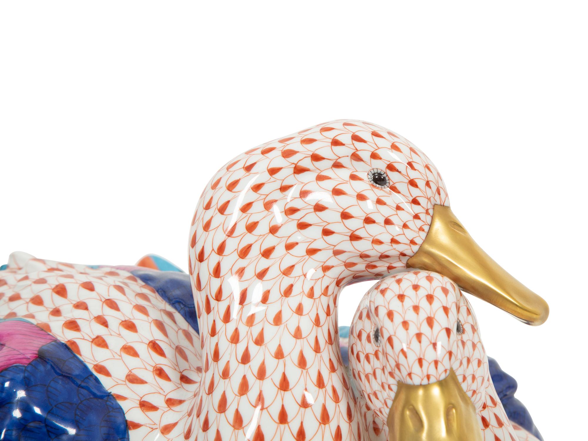 A Herend Porcelain Model of Two Ducks