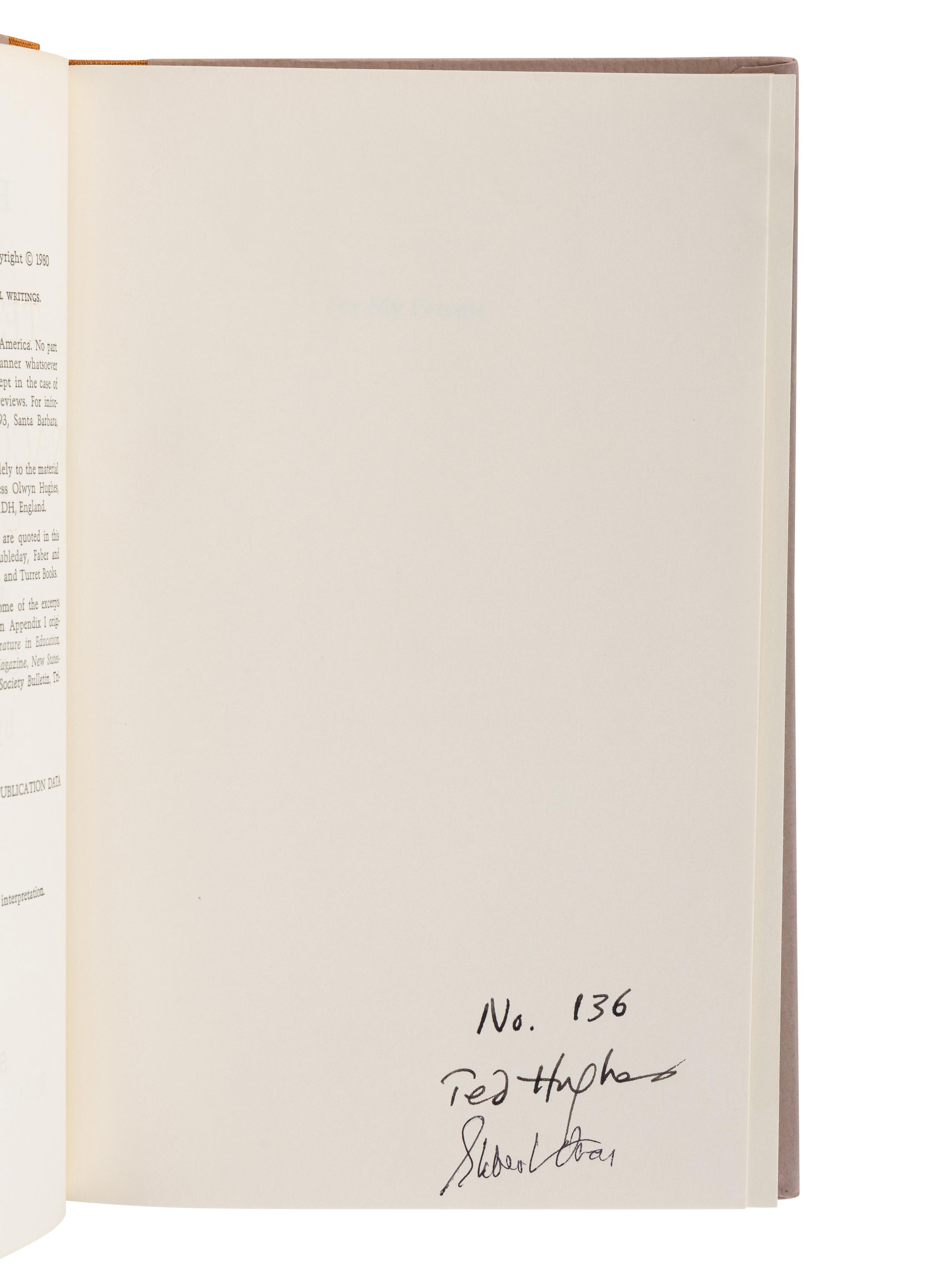 HUGHES, Ted (1930-1998). Spring Summer Autumn Winter. London: The Rainbow Press, 1973.