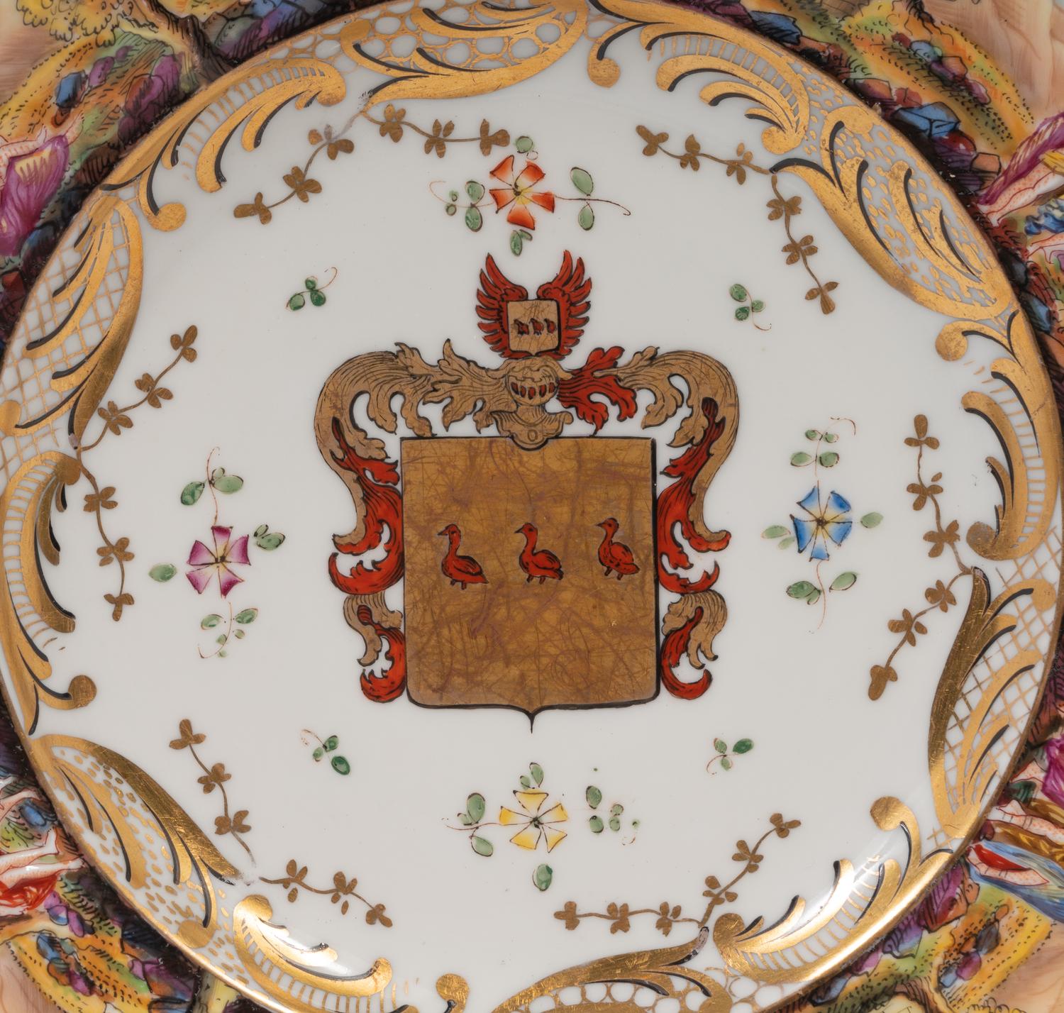 A Set of Twelve Capodimonte Armorial Porcelain Plates