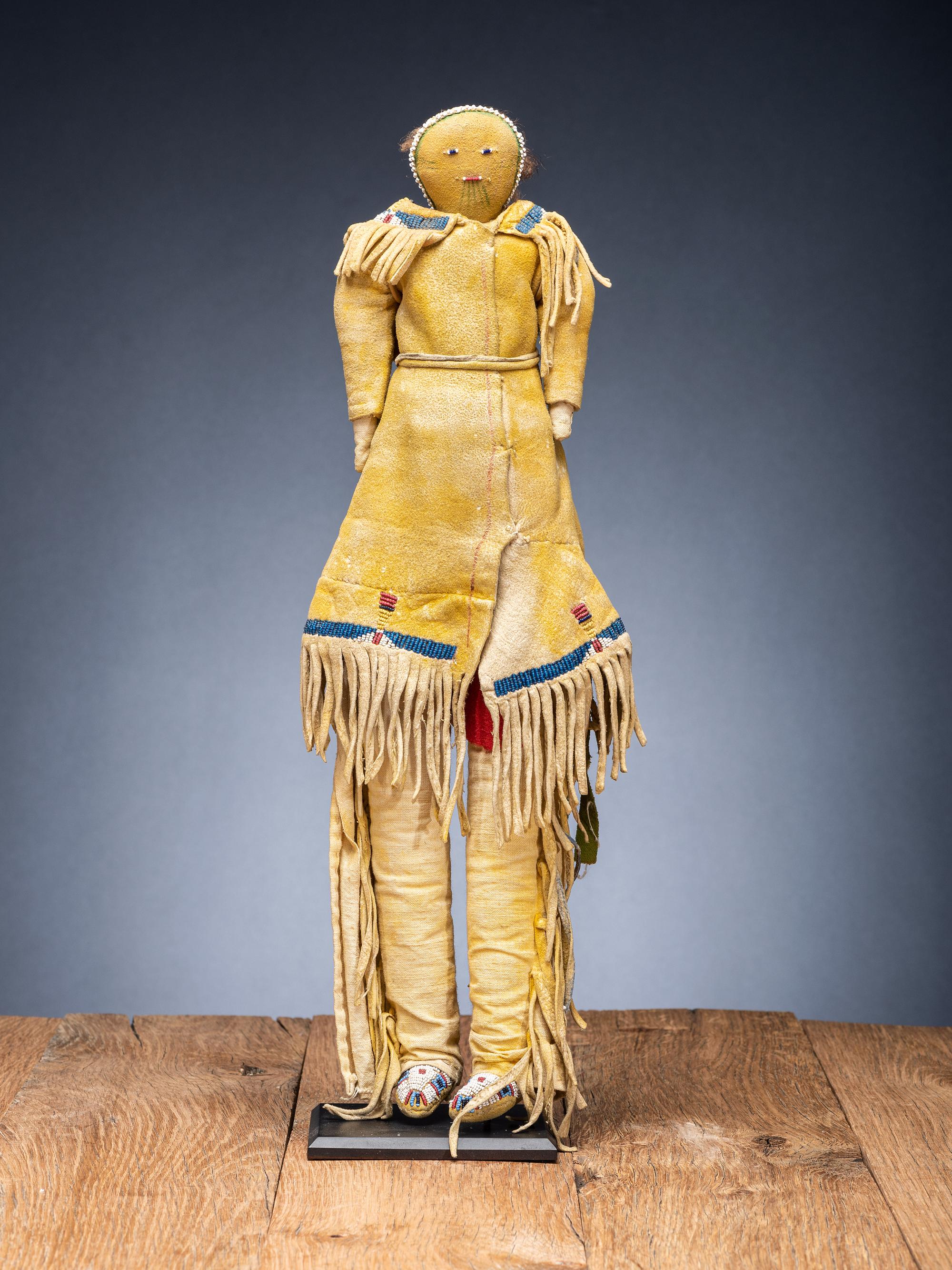 Cheyenne Beaded Hide Dolls, Pair