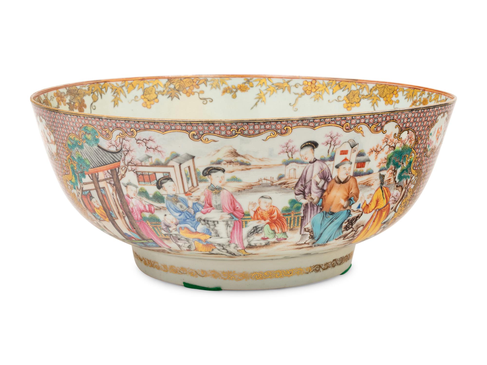 A Chinese Export Porcelain Punch Bowl