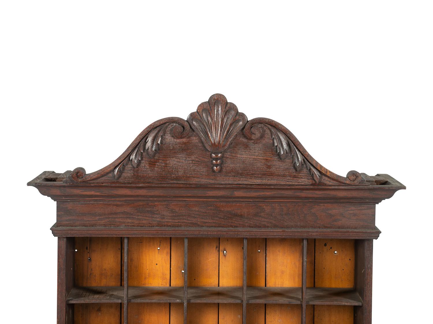 A Carved Oak Shaving Mug Rack