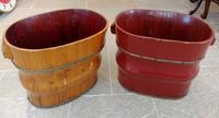 A Pair of Wood Planters Height 14 inches.
