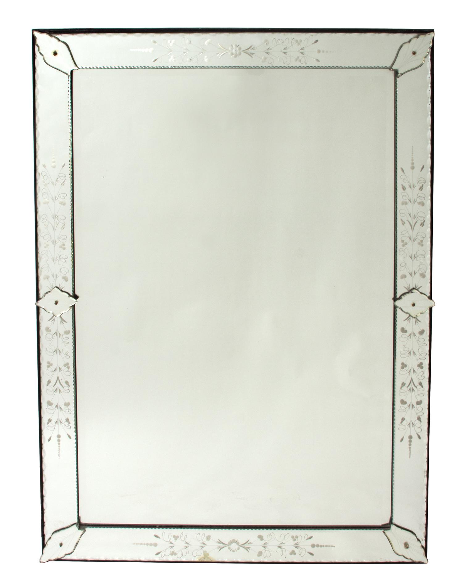 A Venetian Glass Mirror Height 53 x width 38 inches. — LATE 19TH CENTURY/EARLY 20TH CENTURY