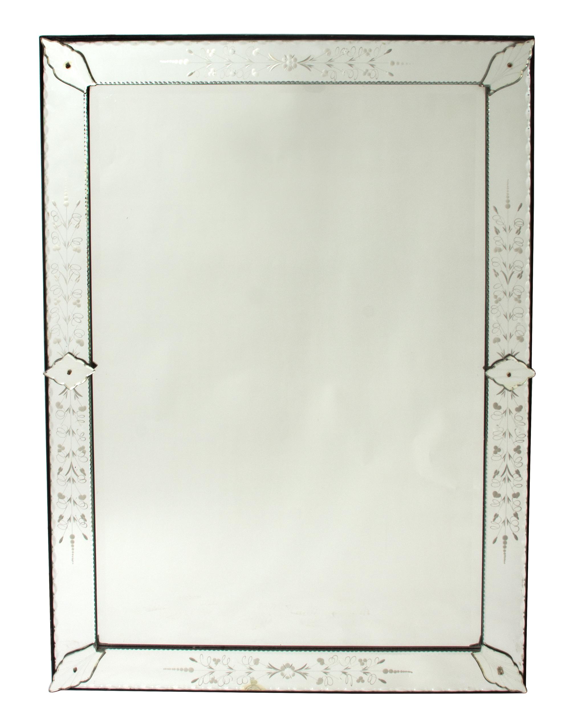 A Venetian Glass Mirror Height 53 x width 38 inches. — LATE 19TH CENTURY/EARLY 20TH CENTURY