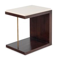 A Contemporary Stained Walnut Stone-Top Side Table
