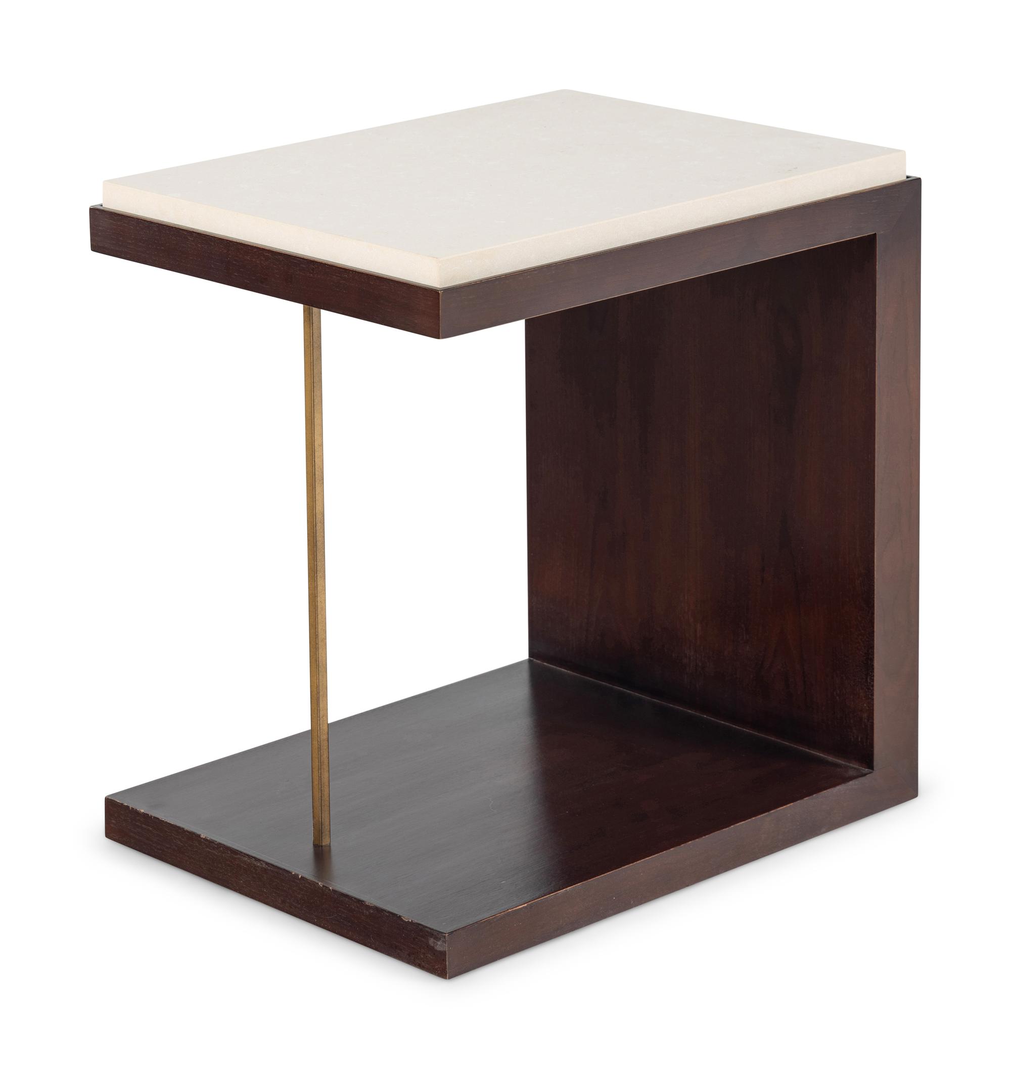 A Contemporary Stained Walnut Stone-Top Side Table