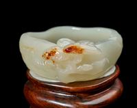 A Chinese Russet and White Jade Lingzhi- Form Water Coupe
