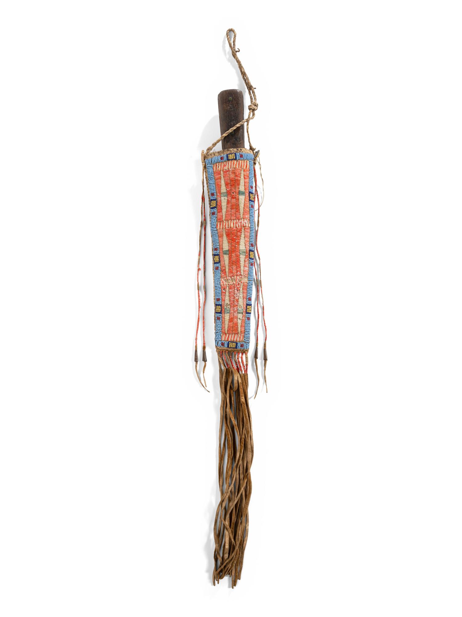 Sioux Beaded and Quilled Knife Case, with Knife