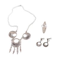 Silver and Turquoise Channel Inlay Necklace, Ring and Screwback Earrings Set