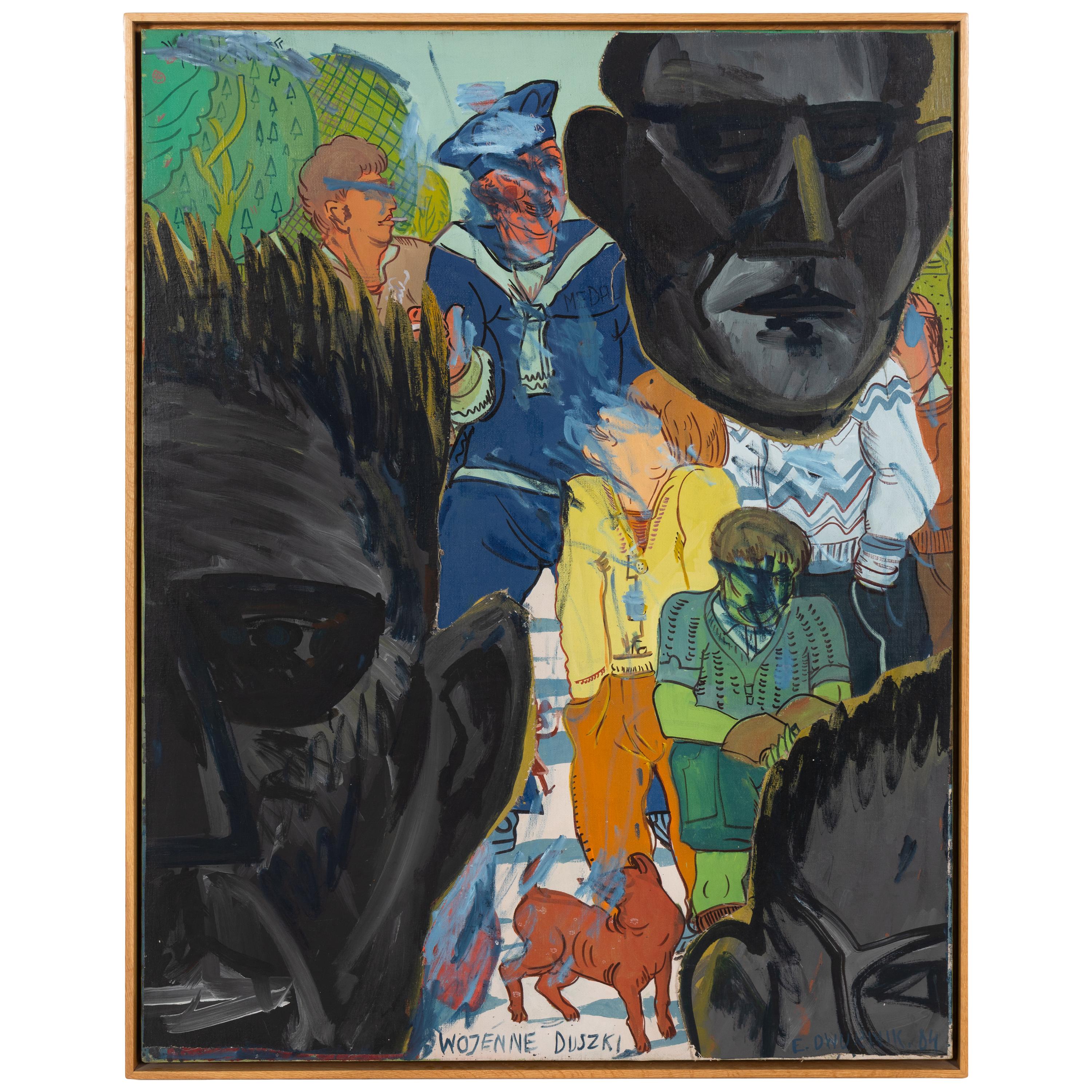 Edward Dwurnik (Polish, 1943-2018) — Wojenne Duszki (War Imps) ( from the Sportowcy series), c. 1973-1984