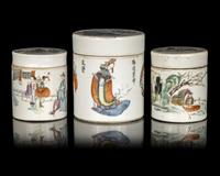 Three Chinese Famille Rose Porcelain Covered Jars