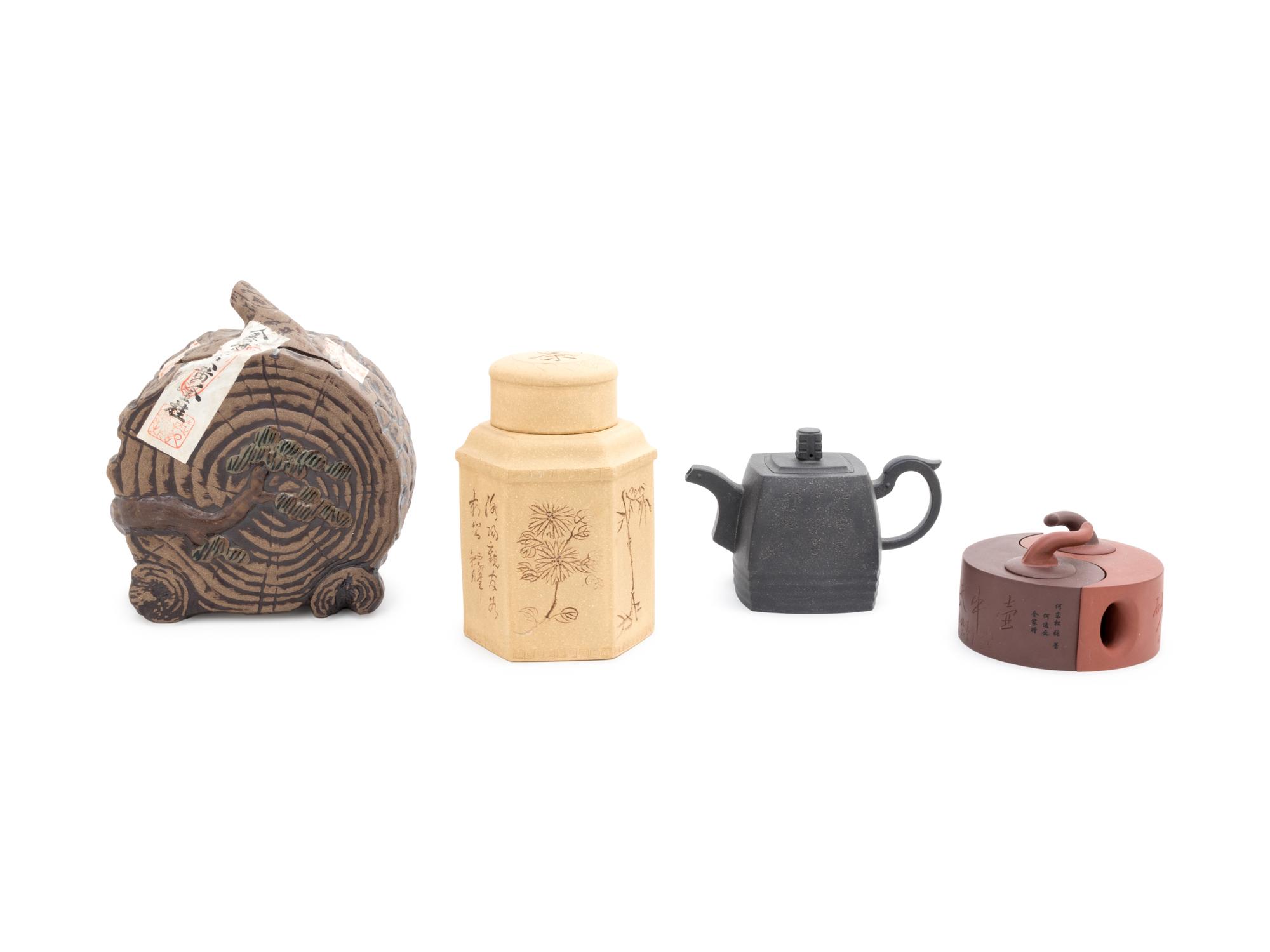 Four Chinese Yixing Pottery Teapots