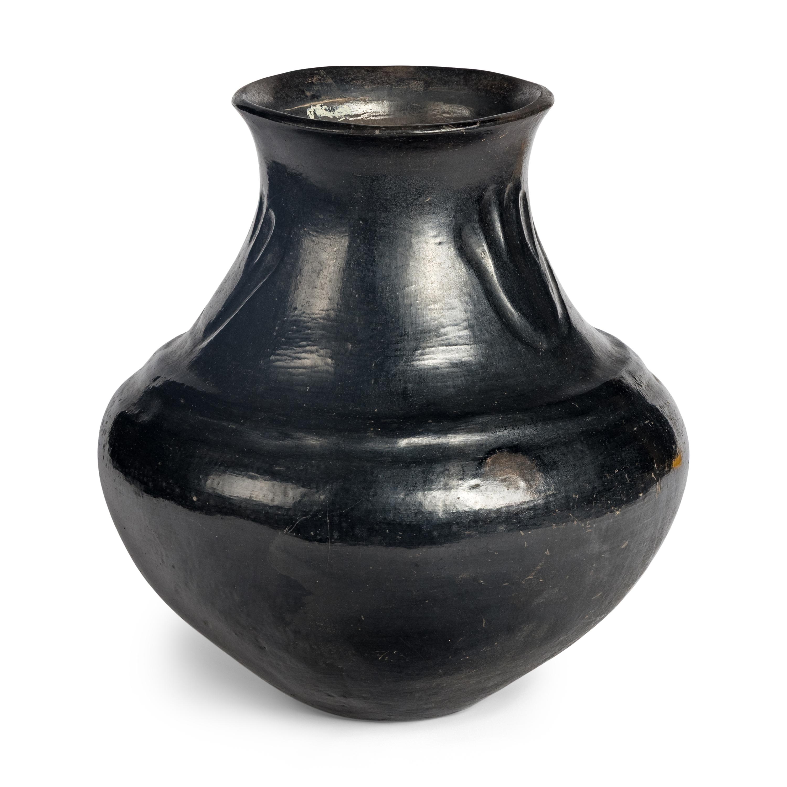 Santa Clara Blackware Pottery Jar, with Bear Paw Impressions