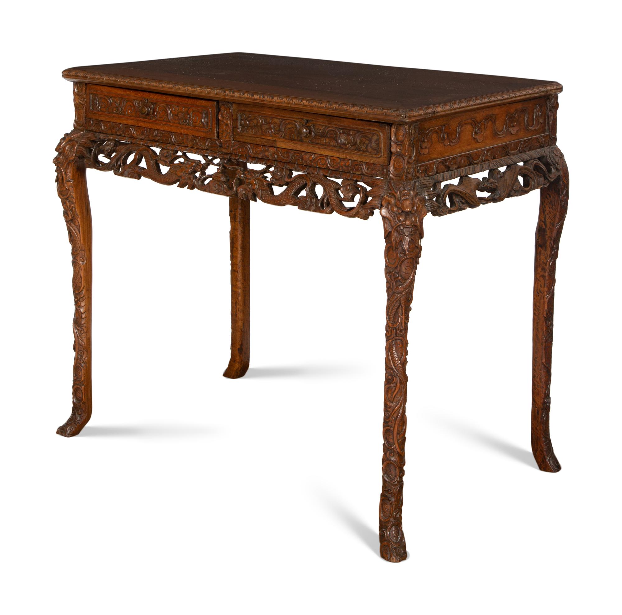 An Asian Carved Hardwood Side Table