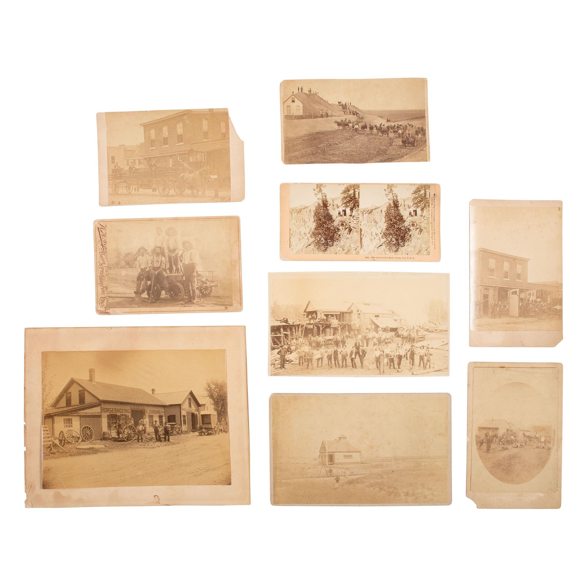 [Early Photography] Group of 10 Photos of Occupational Scenes, incl. Blacksmiths and Fire Fighters