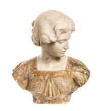 An Italian Carved Marble Bust, Height 15 inches.