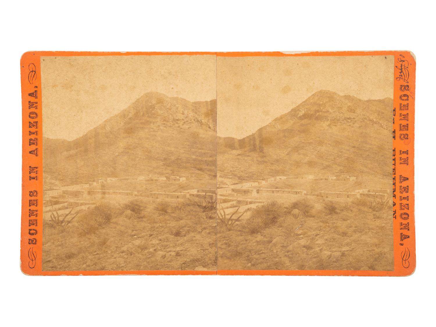 [NATIVE AMERICANS]. BUEHMAN, H., photographer. Stereoview of Fort Bowie in Apache Pass. [Tucson, Arizona Territory: ca 1880].