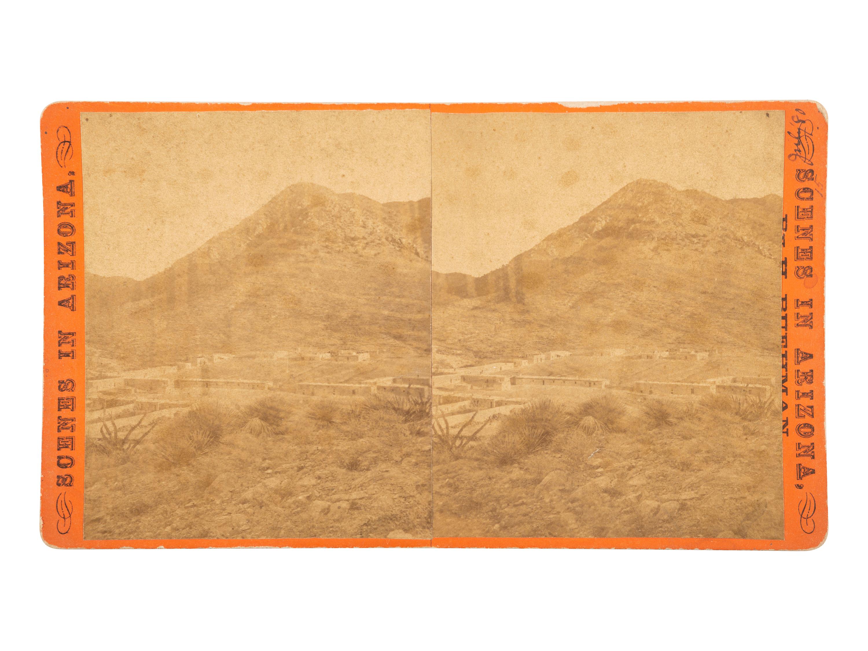 [NATIVE AMERICANS]. BUEHMAN, H., photographer. Stereoview of Fort Bowie in Apache Pass. [Tucson, Arizona Territory: ca 1880].