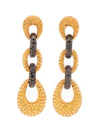 Black Diamond and Yellow Sapphire Earrings