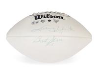 A Johnny Unitas / Bart Starr Dual Signed Autograph Football (Beckett Authentication Services Letter),