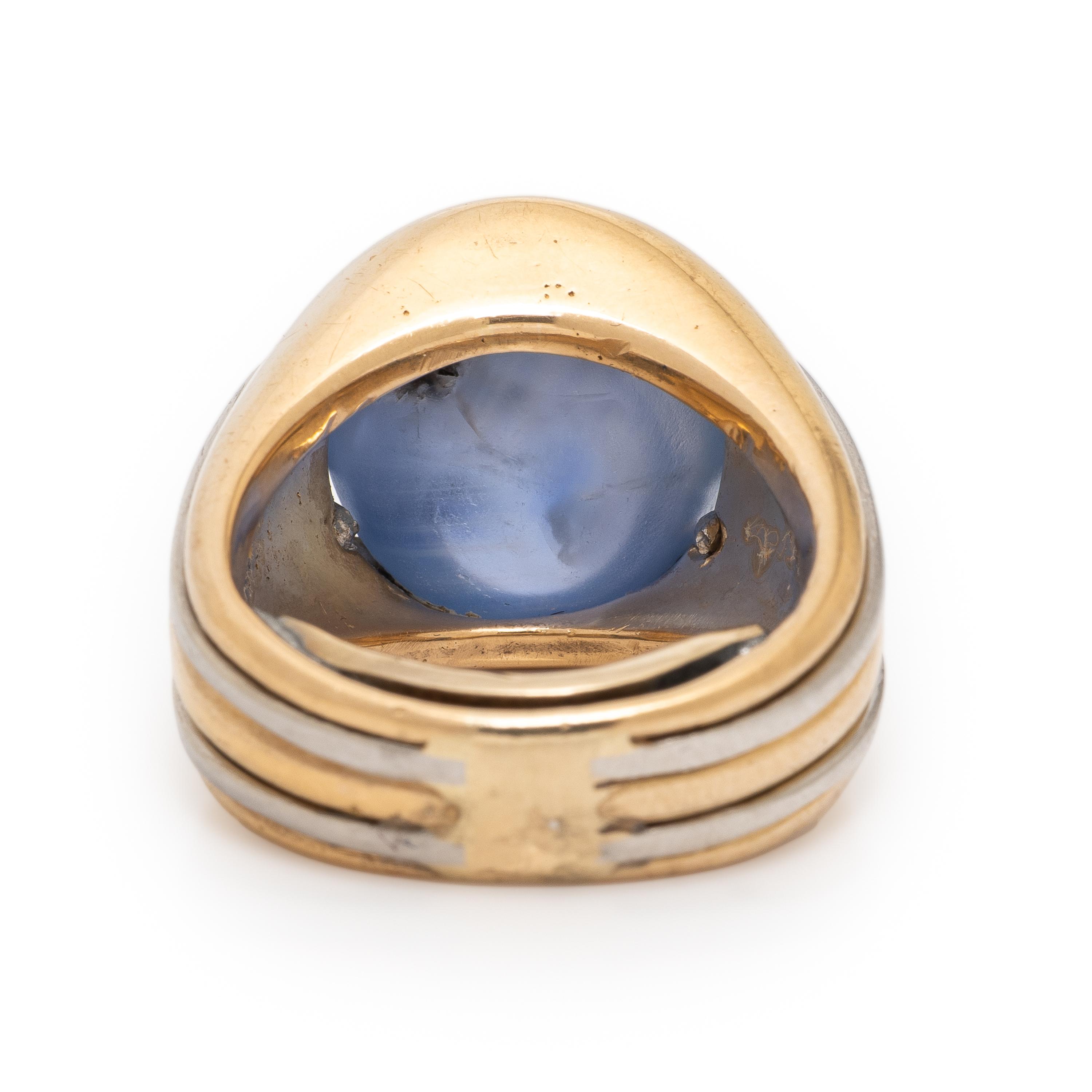 Star Sapphire and Bicolor Gold Ring