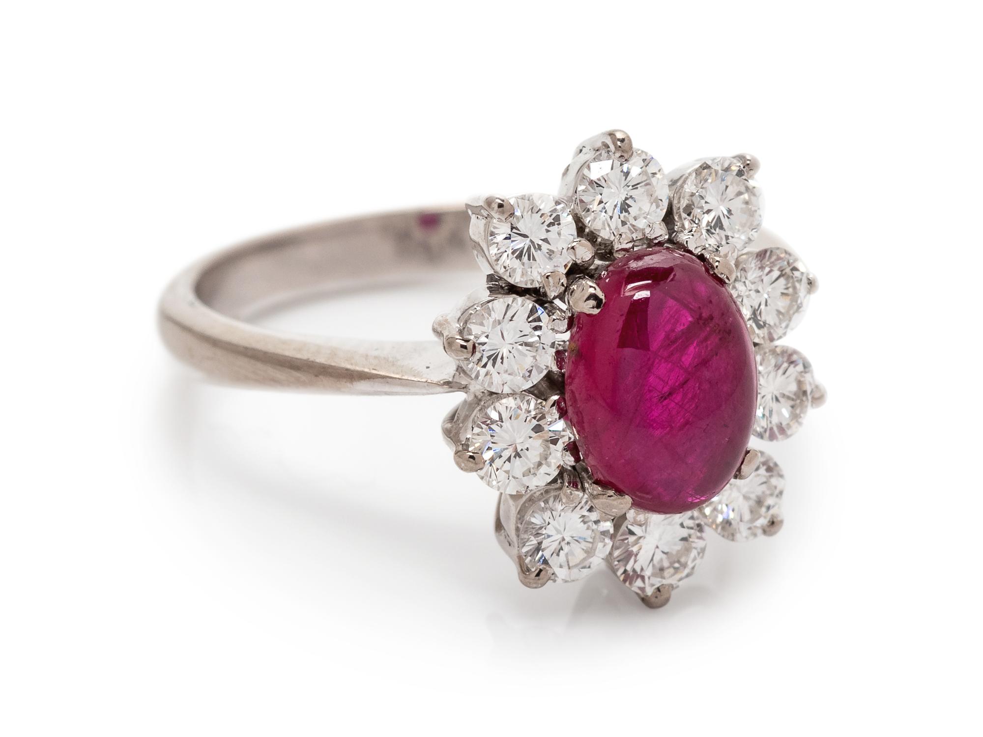 An 18 Karat White Gold, Ruby, and Diamond Ring,