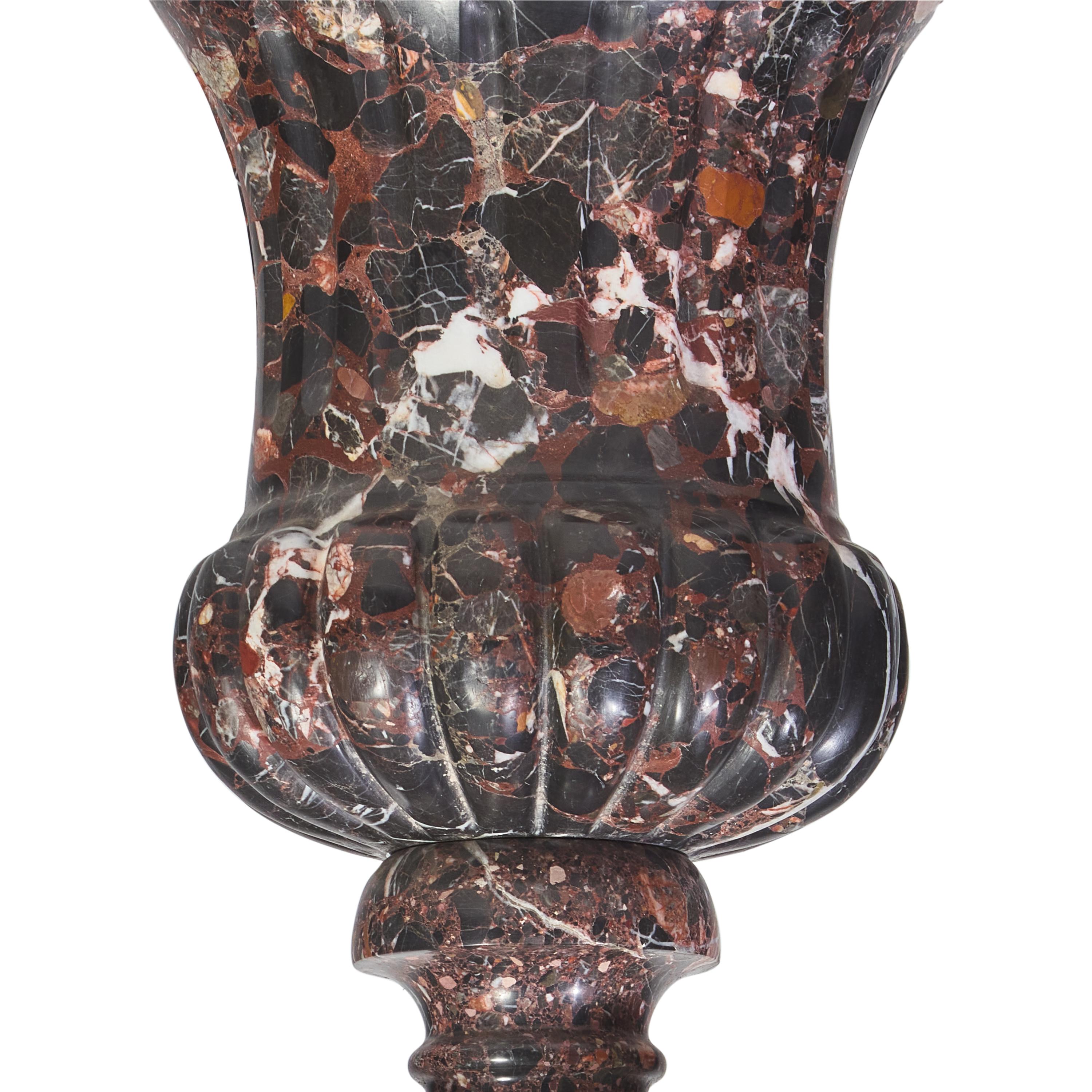 A Pair of Large Neoclassical Style Marble Urns