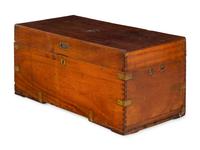 An English Brass Mounted Elm Campaign Trunk