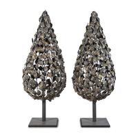 A Pair of Painted Metal Garden Ornaments