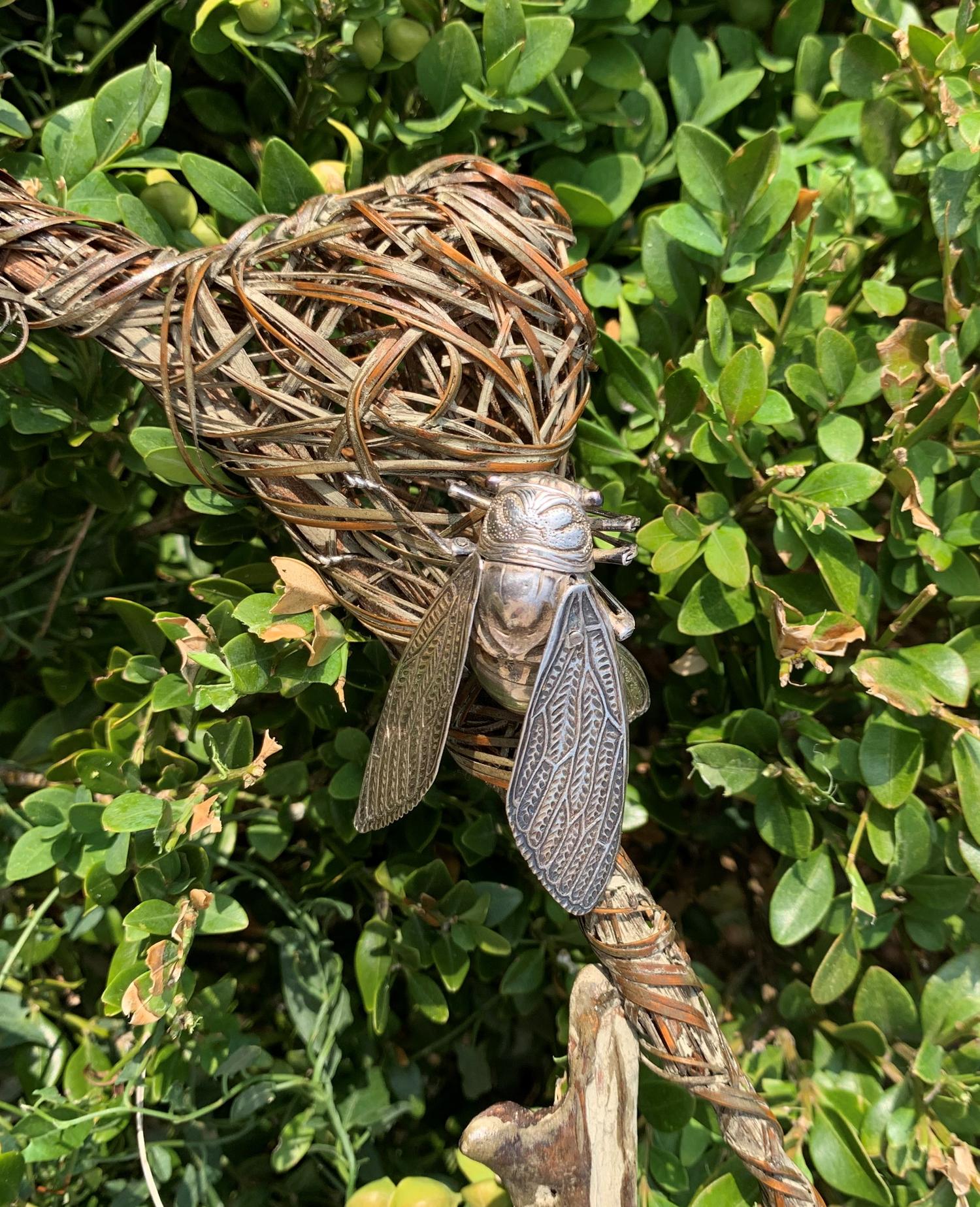Two Silver Articulated Models of Insects