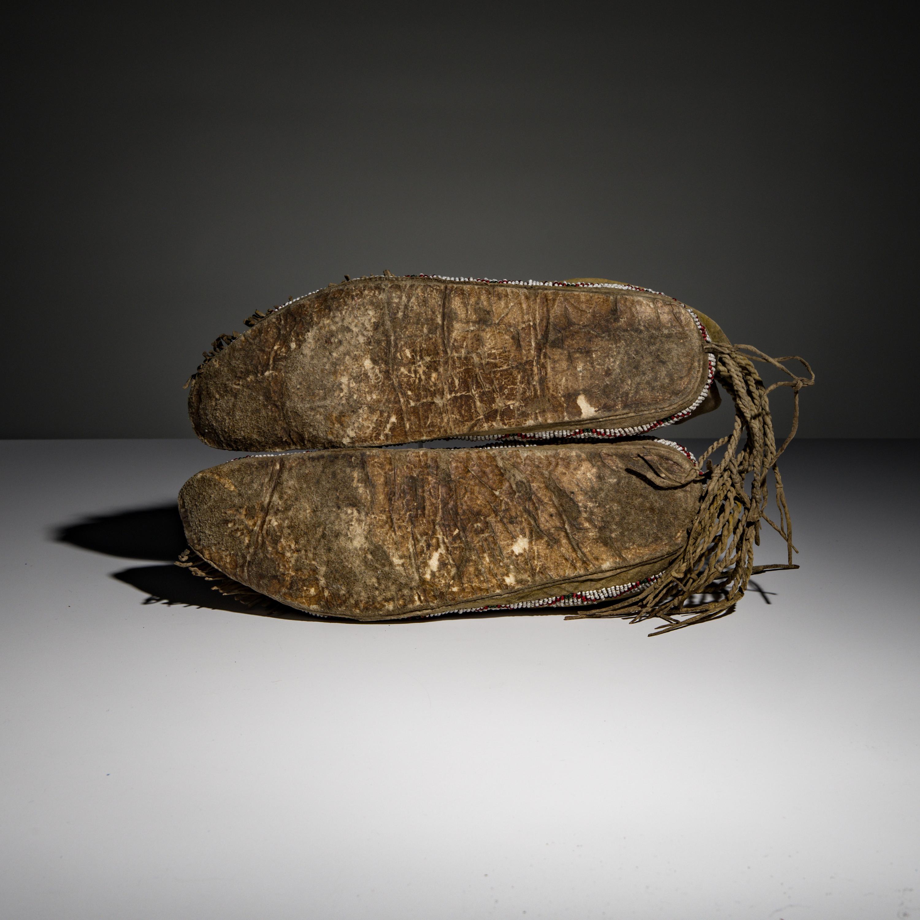 Southern Cheyenne Beaded Buffalo Hide Moccasins