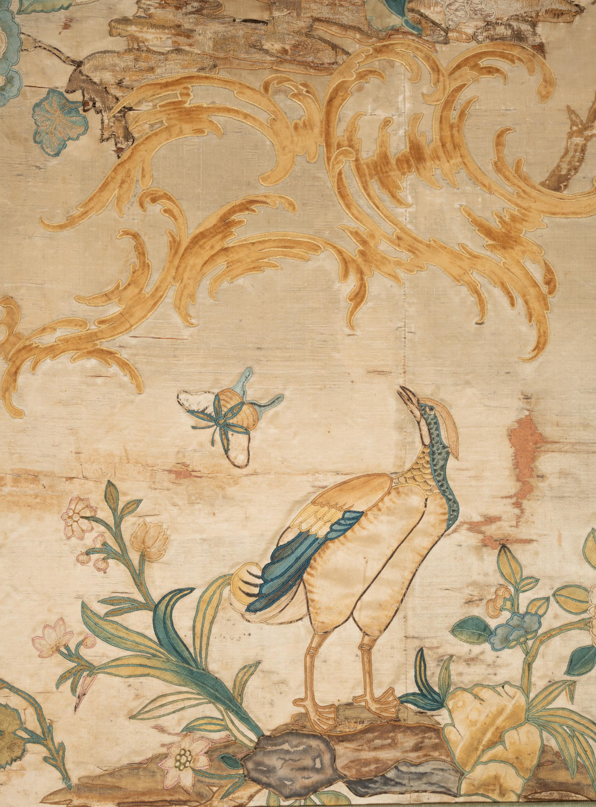 A Pair of Italian Silk and Needlework Panels