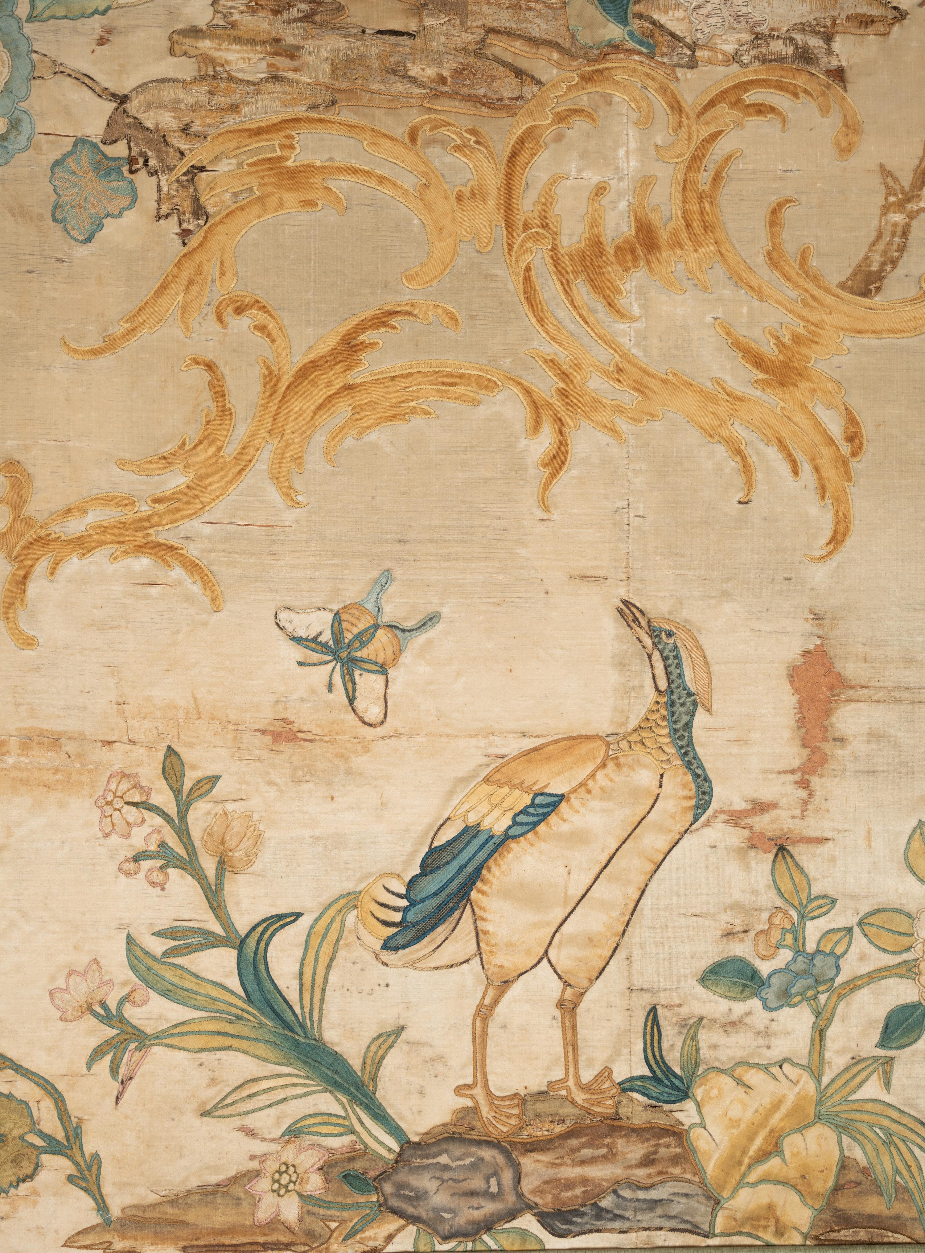 A Pair of Italian Silk and Needlework Panels