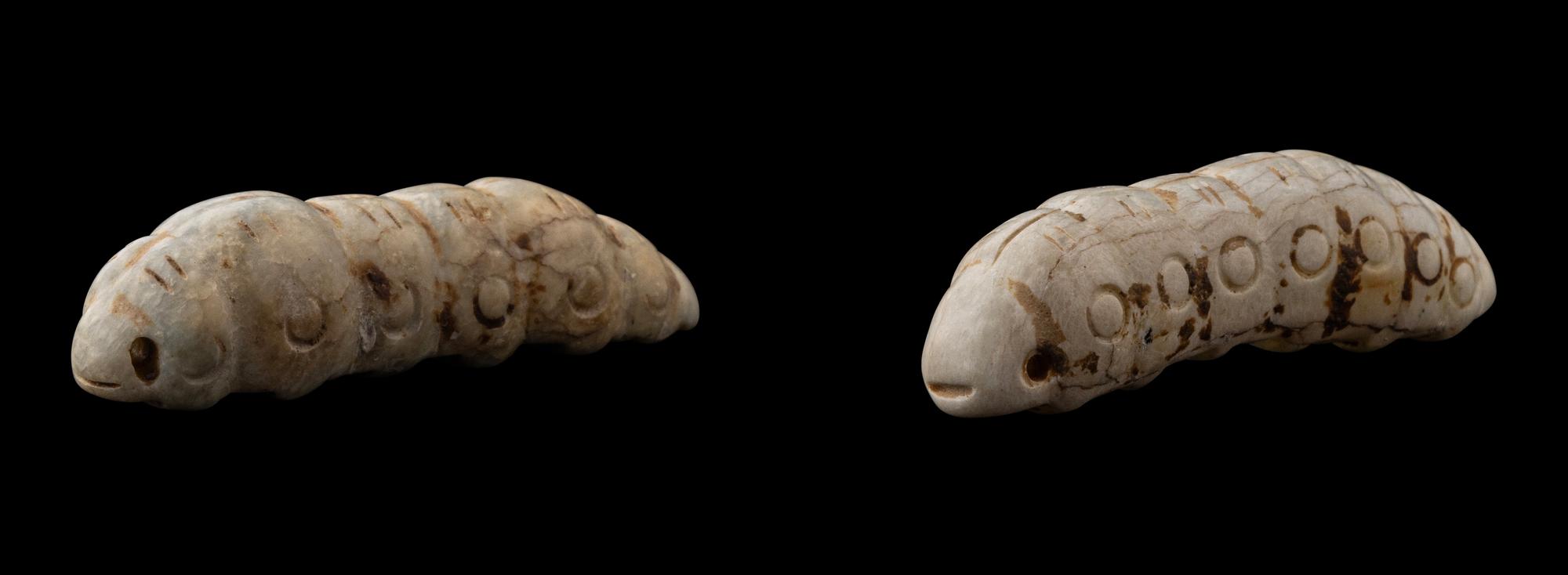 Two Chinese Jade Silkworms