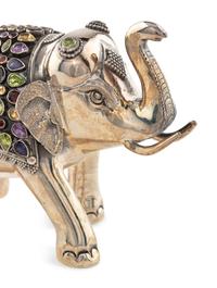 An East Indian Silver Plated and Jeweled Figure of an Elephant