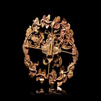 A Chinese 'Bats and Clouds' Gold Filigree Hairnet Ornament, Dianshi, Qing Dynasty 清 金累絲流雲百蝠花鈿
