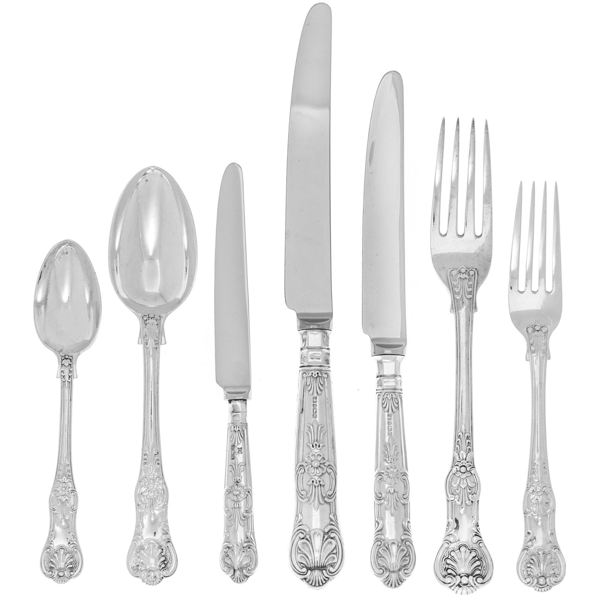 An Assembled Victorian Silver Flatware Service, Various makers including Samuel Hayne & Dudley Cater, Thomas Wallis II and others, King
