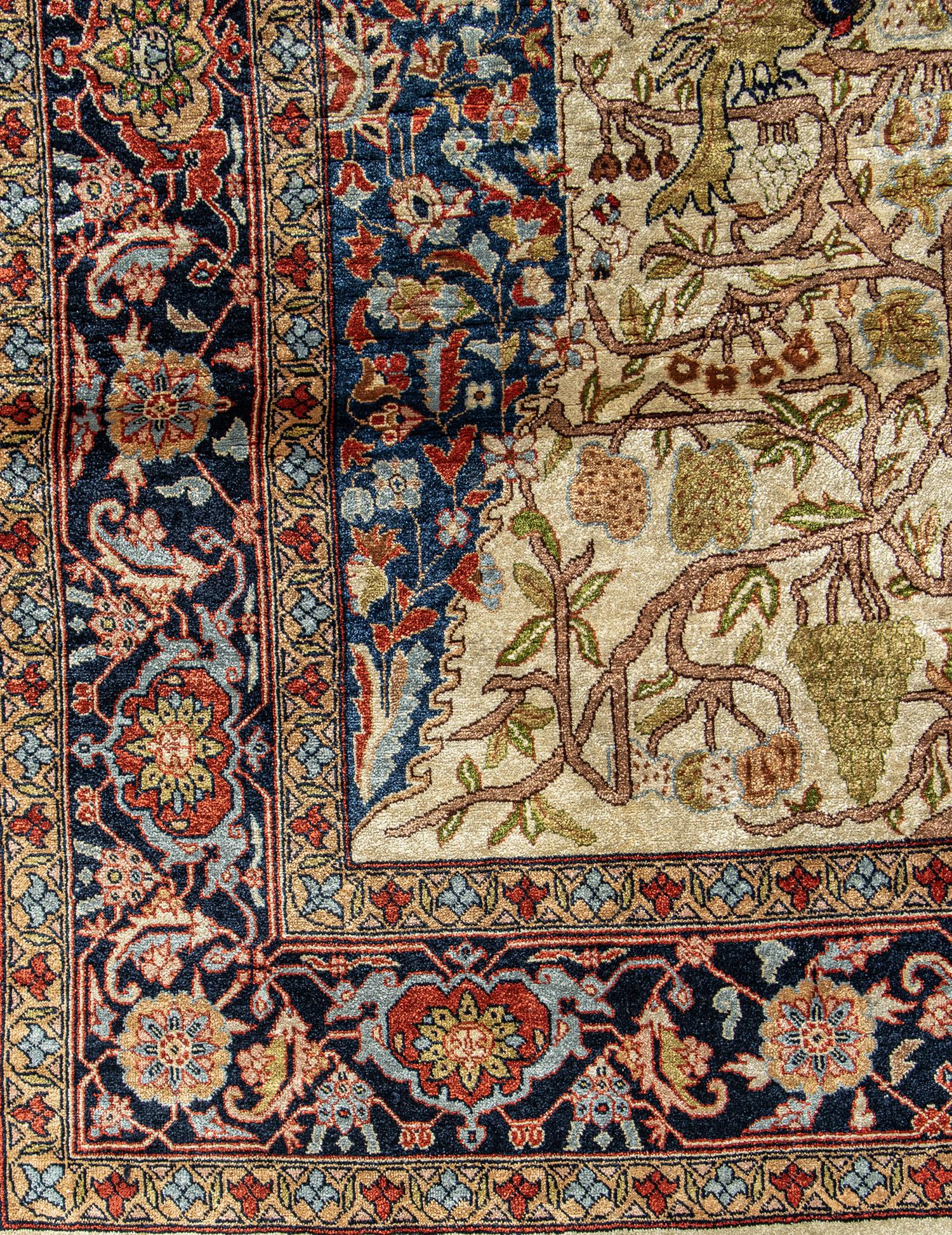 A Kashan Silk Rug