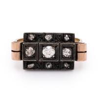 Diamond and Silver-Topped Gold Ring