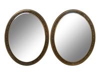 A Pair of Brass Framed Beveled Theatre Mirrors — 20TH CENTURY