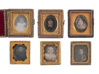 [EARLY PHOTOGRAPHY]. 74 sixteenth plate daguerreotypes of men, women, & children of varying ages.