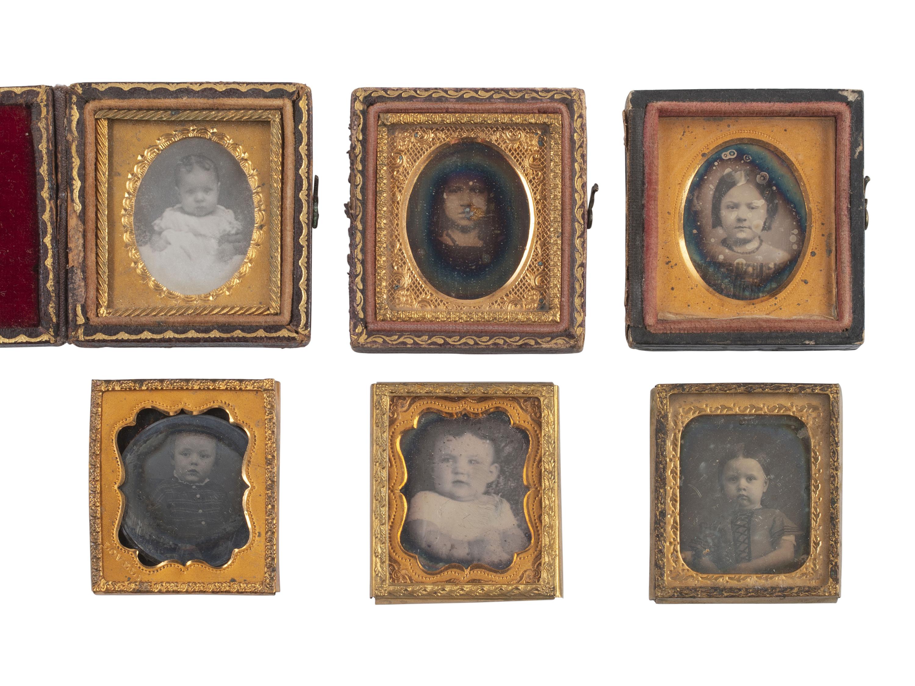 [EARLY PHOTOGRAPHY]. 74 sixteenth plate daguerreotypes of men, women, & children of varying ages.