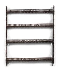 A Pair of Chinese Chippendale Pierced Mahogany Hanging Shelves