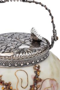 A Crown Milano Paint-Decorated Glass Cracker Jar