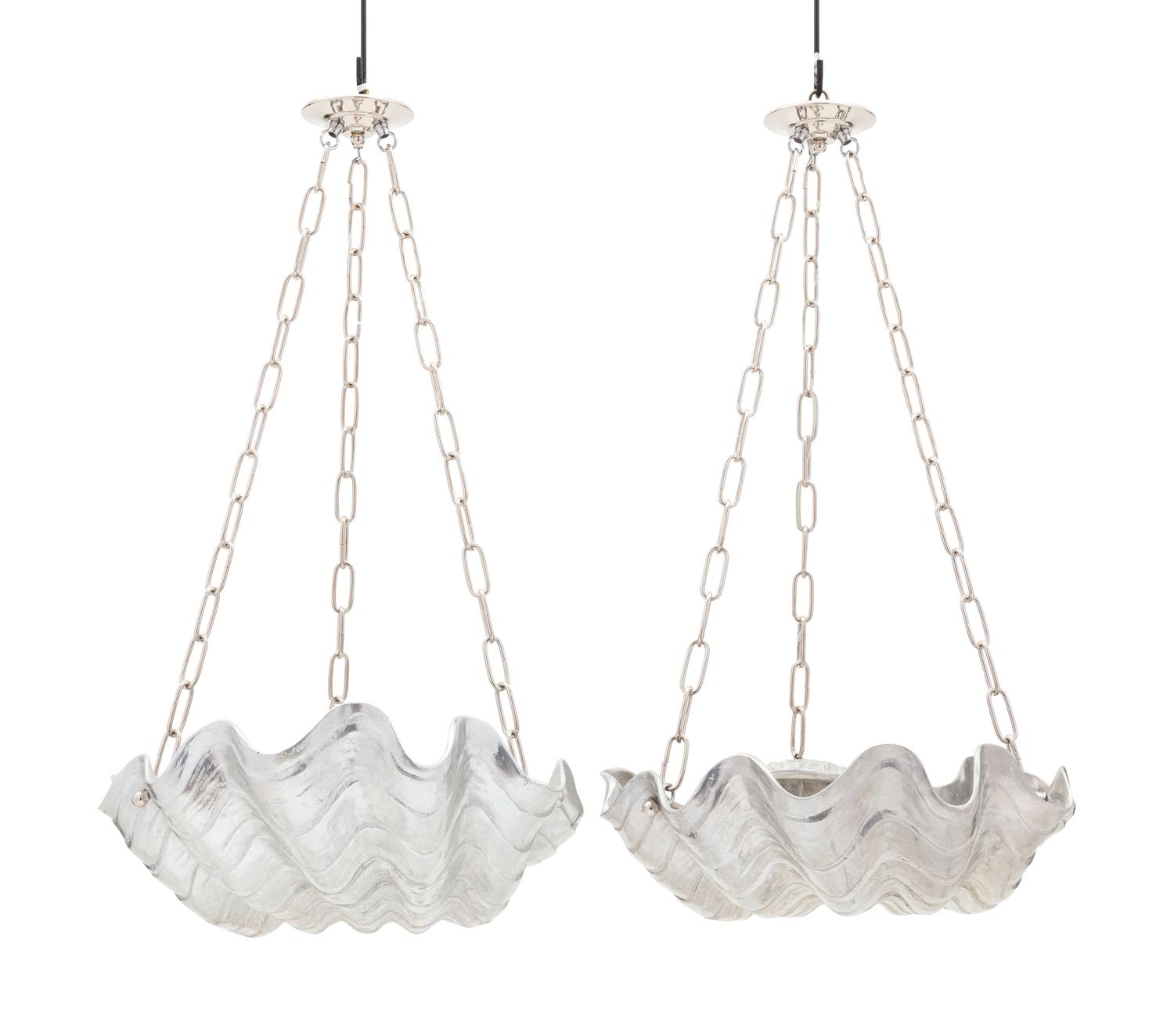 A Pair of Arthur Court Shell-Form Aluminum Vessels