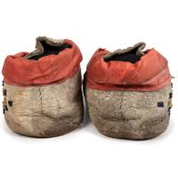 Crow Beaded Buffalo Hide Moccasins