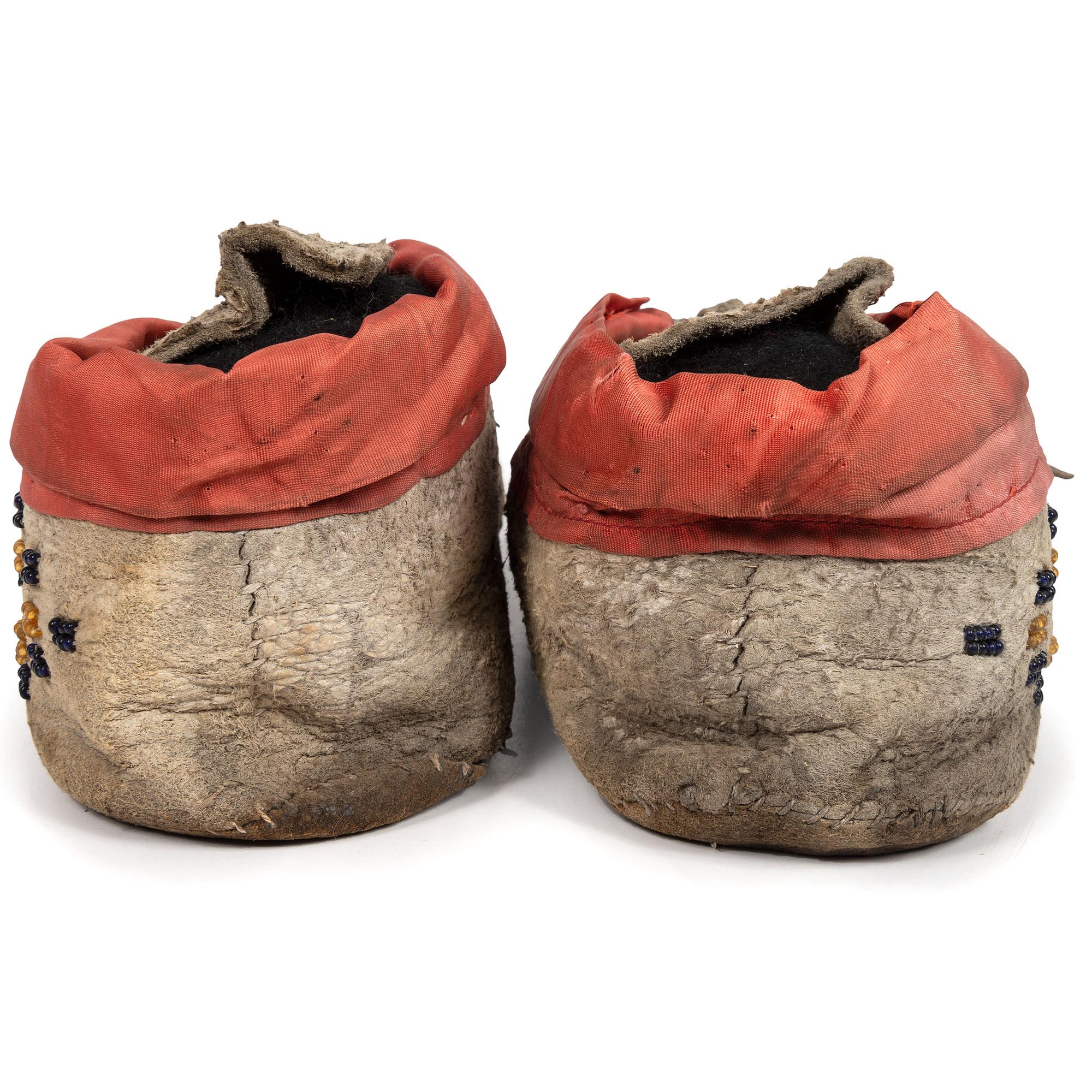 Crow Beaded Buffalo Hide Moccasins