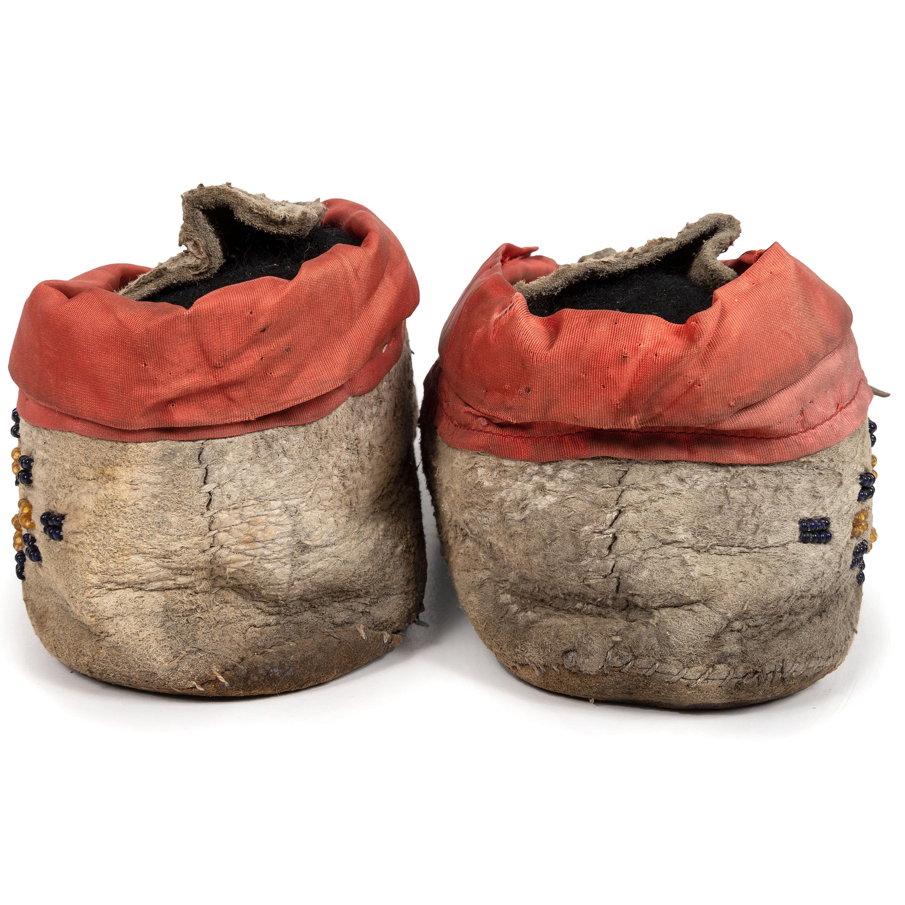 Crow Beaded Buffalo Hide Moccasins