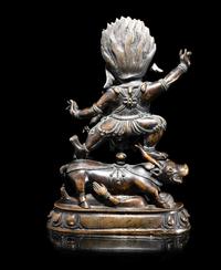 A Tibetan Bronze Figure of Yama Dharmaraja with Consort